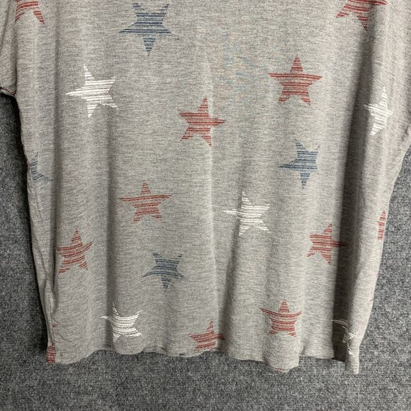Cable & Gauge Short Sleeve Patriotic Star T-Shirt Women L Red White Blue On Gray - Picture 8 of 8